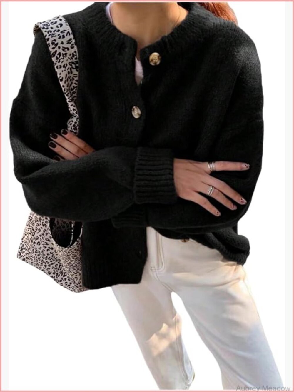 Vintage Button Down Cardigan Sweater Long Sleeve Knit Women Trendy